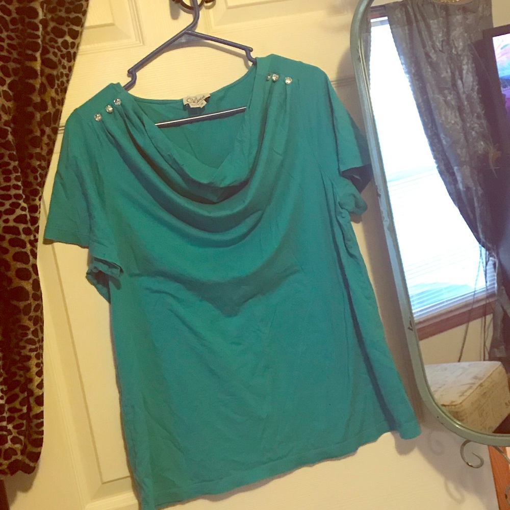 Turquoise Rhinestone Blouse